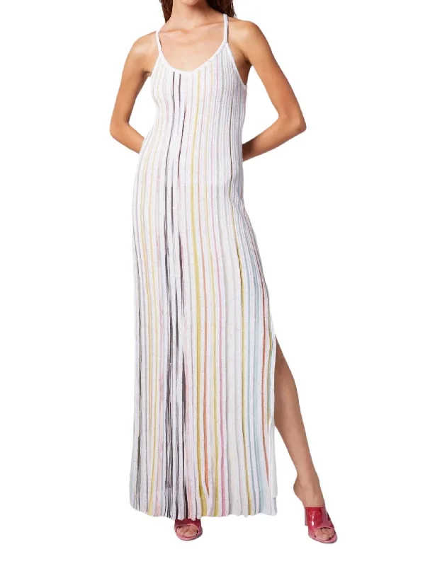 Fresh Styles, Fresh Deals Linear Stripe Maxi Dress In White Multi Boho - Chic Festival - Ready Style