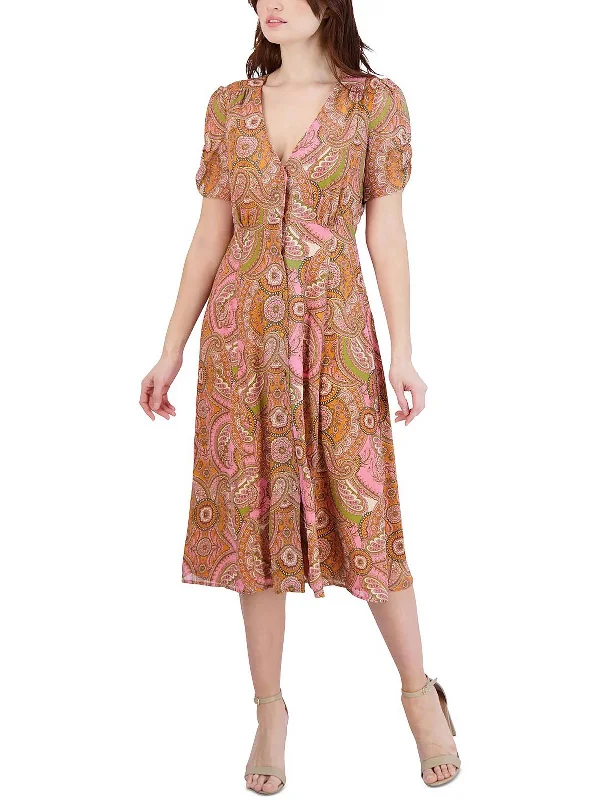 Trendy Threads Womens Paisley Calf Midi Dress Flowing Silhouette