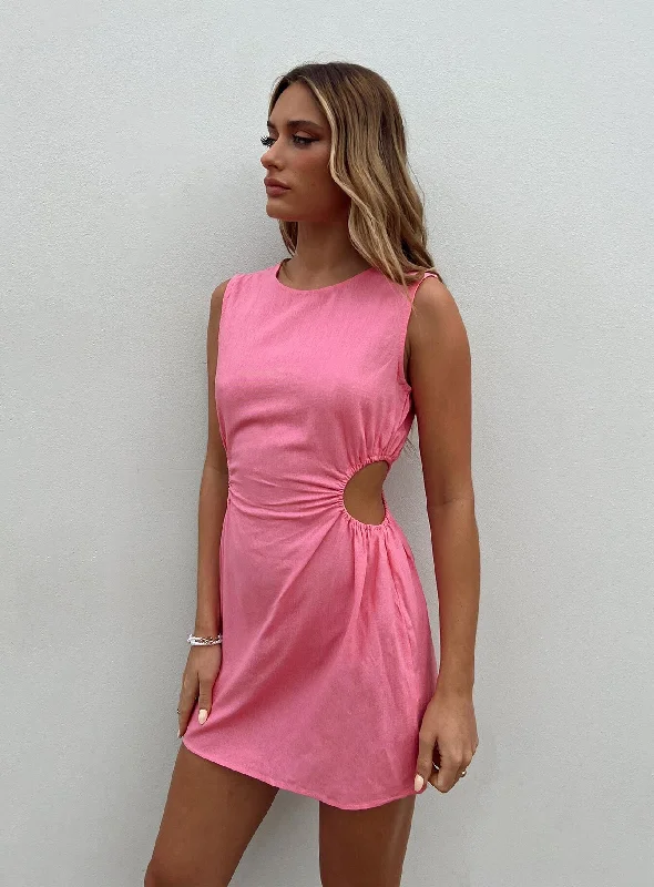 Seasonal Fashion Mayzie Mini Dress Pink Coastal Beach - Inspired Style