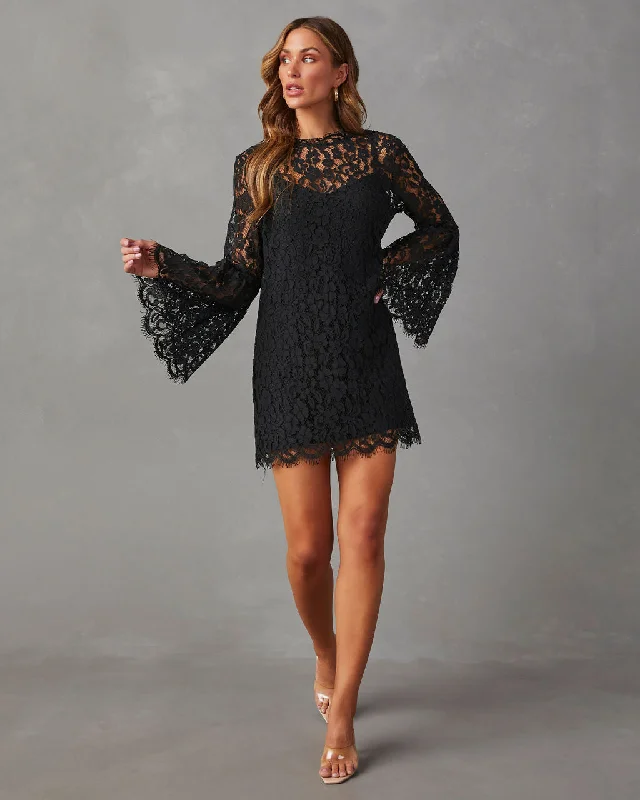 Flash Sale, Don'T Miss Shes All That Lace Long Sleeve Mini Dress Classic Timeless Elegant Style