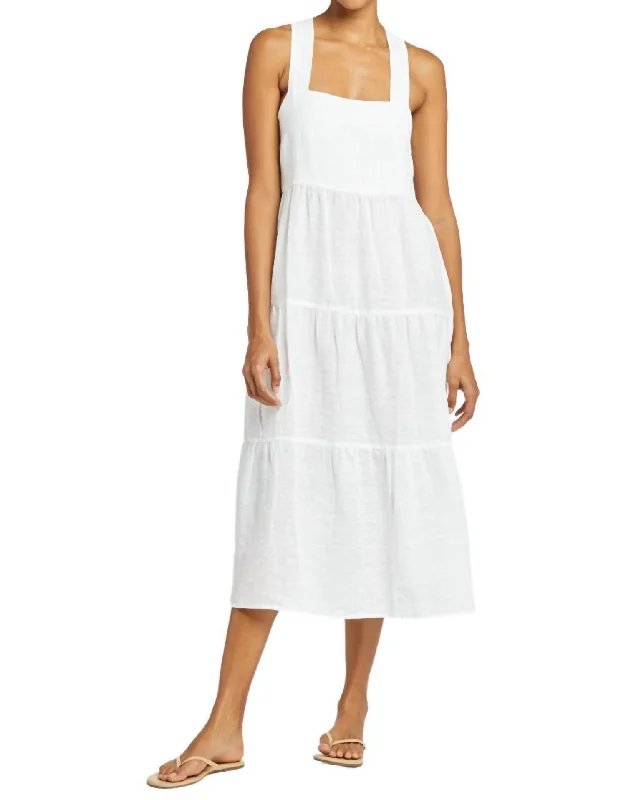 Cool Prices Canyon Linen Midi Dress In White Seasonal Trend