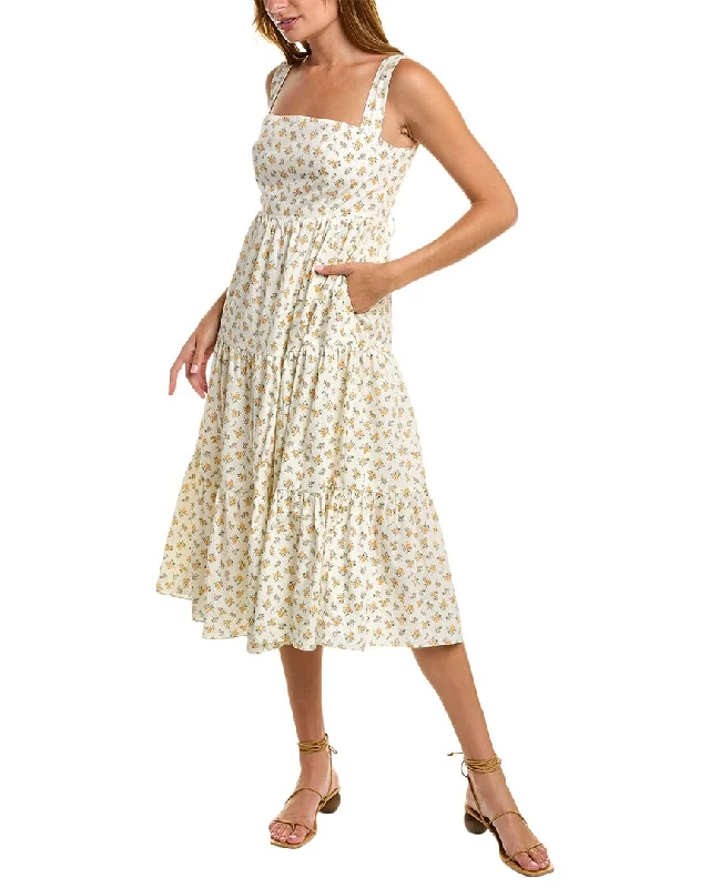 Edgy Fashion Deals O.P.T. Billie Linen-Blend Midi Dress Feminine Grace