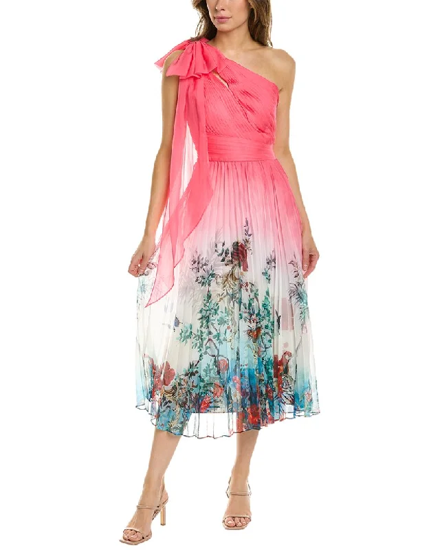 Everyday Elegance Sale Marchesa Notte One-Shoulder Midi Dress Feminine Soft - Hued Look