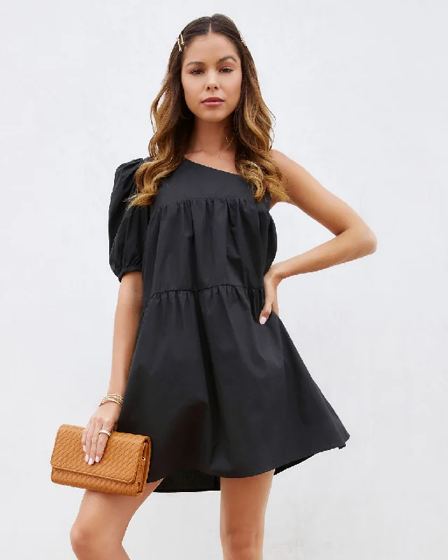 Enjoy Discount Washington Cotton One Shoulder Pocketed Mini Dress Fashion-Forward Style