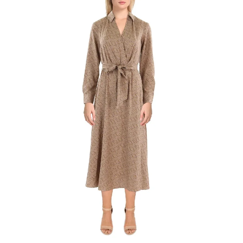 Chic & Cozy Collection Womens Surplice Long Sleeve Midi Dress Soft Textures