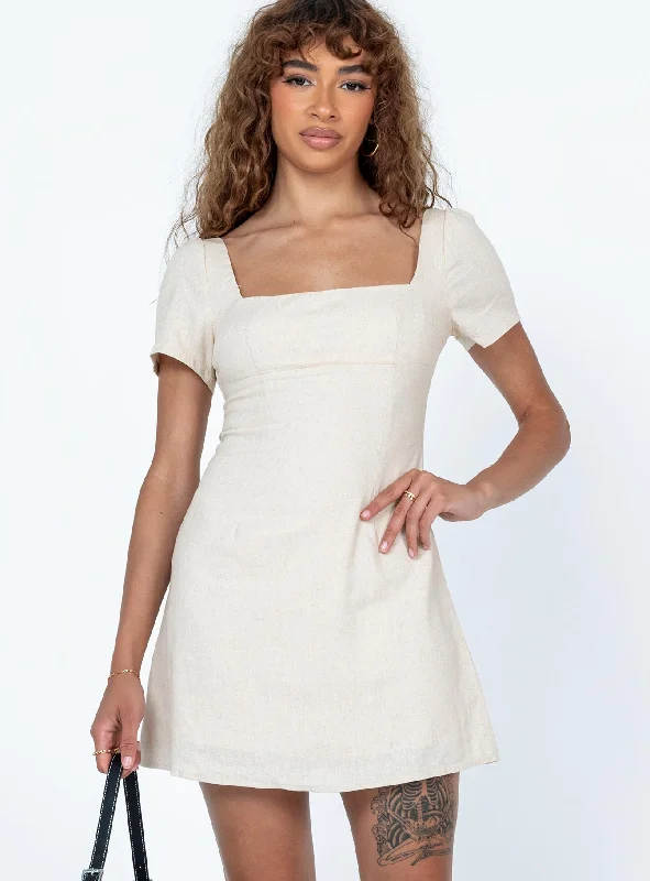 Cozy Comfort Style Sale Hastings Mini Dress Beige Romantic Date - Night Ensemble