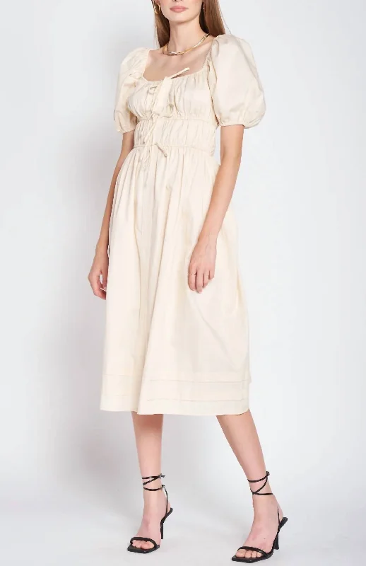 Don't Miss Out Sveta Midi Dress in Natural Fashion-Forward Style