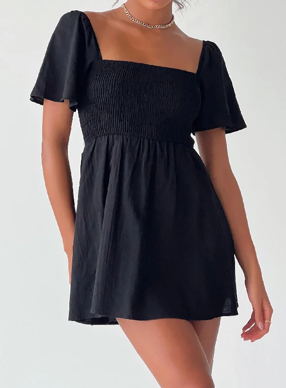 Daily Deals Summer Nights Mini Dress Black Soft Textures