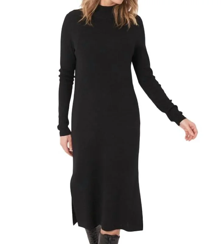 Fresh Styles, Fresh Deals Long Sleeve Midi Dress In Black Romantic Detailing