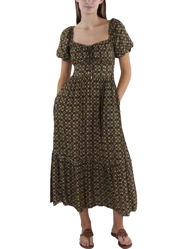 Clearance Sale, All Cheap Womens Printed Tea Length Maxi Dress Sleek Design