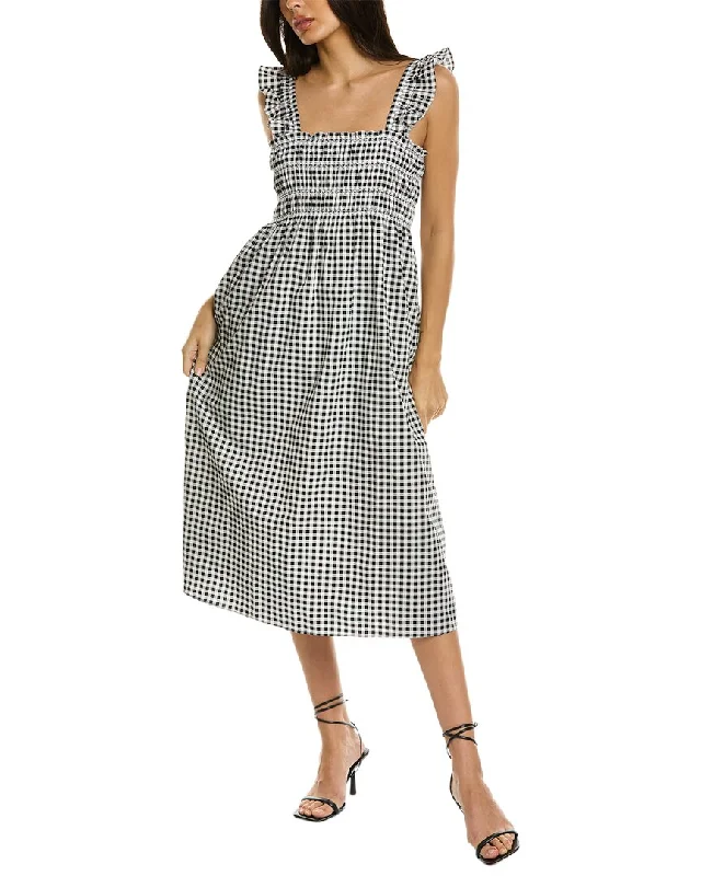 Fashionista Sale BCBGeneration Poplin Smocked Midi Dress Parisian Effortless Chic Style