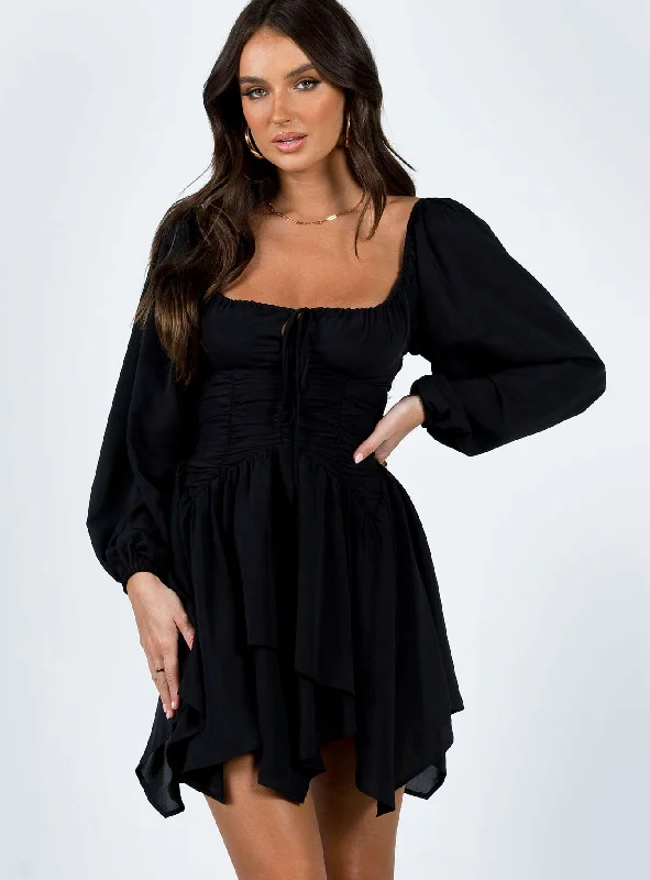 Bold Fashion Sales Barrett Long Sleeve Mini Dress Black Elevated Style