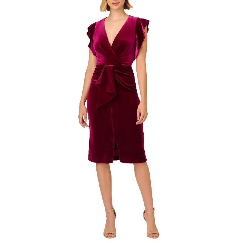 Limited Time Deal Womens Velvet Surplice Midi Dress Feminine Grace