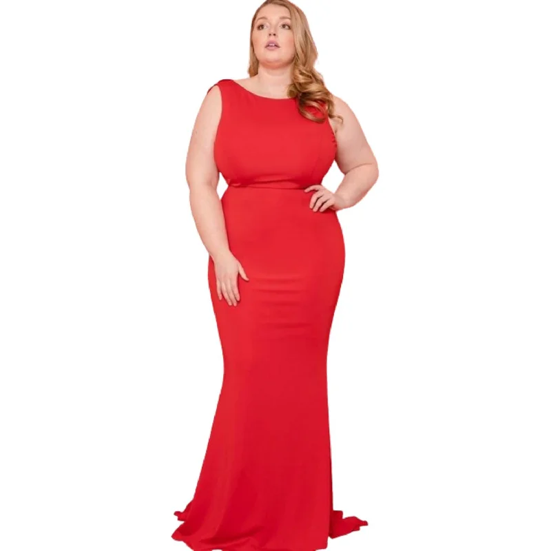 Stylish Looks Ruffle Draped Tail Plus Size Maxi Dress Formal Outfit