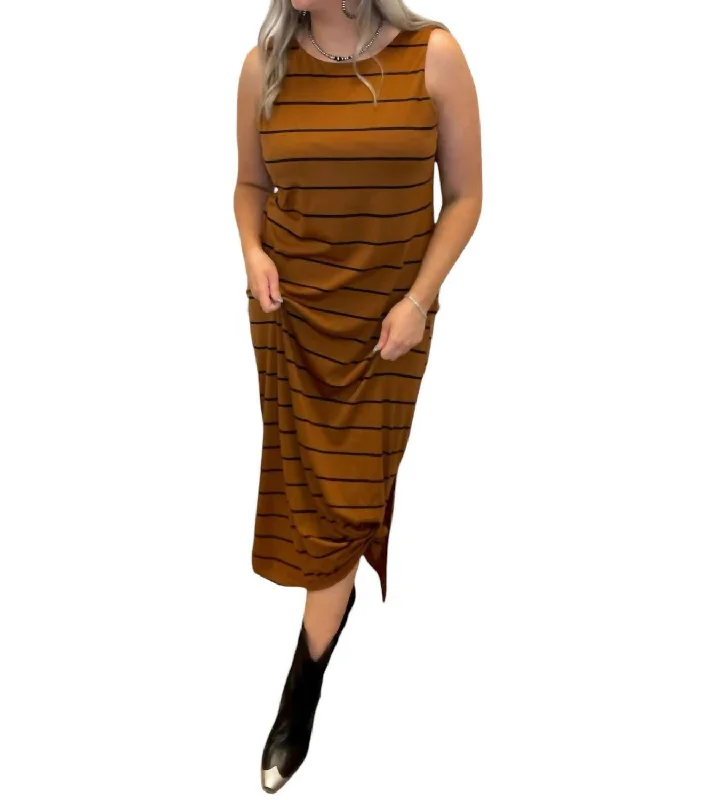 Modish Fashion Discounts Simple & Perfect Striped Maxi Dress In Toffee Save On Classic Elegant Styles