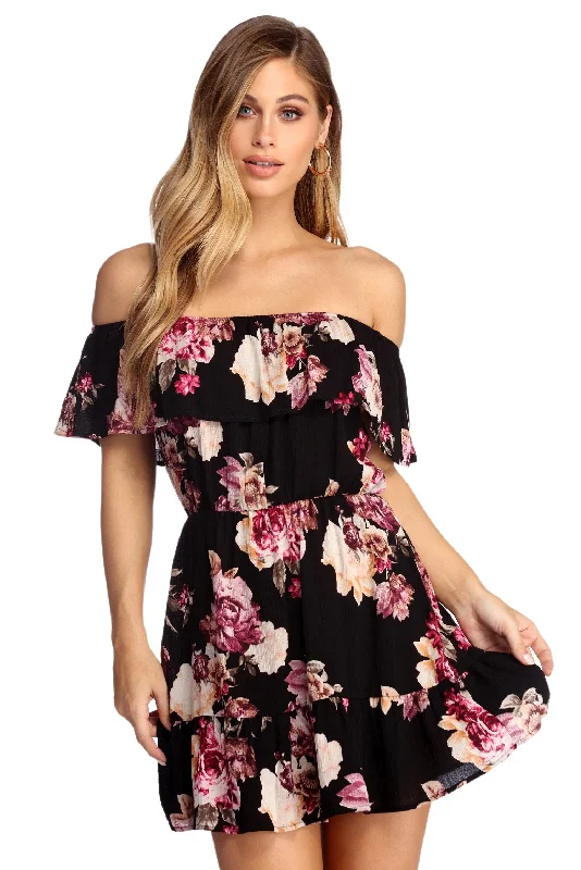 Hot Trends Blooming Beauty Mini Dress Lightweight Fabric