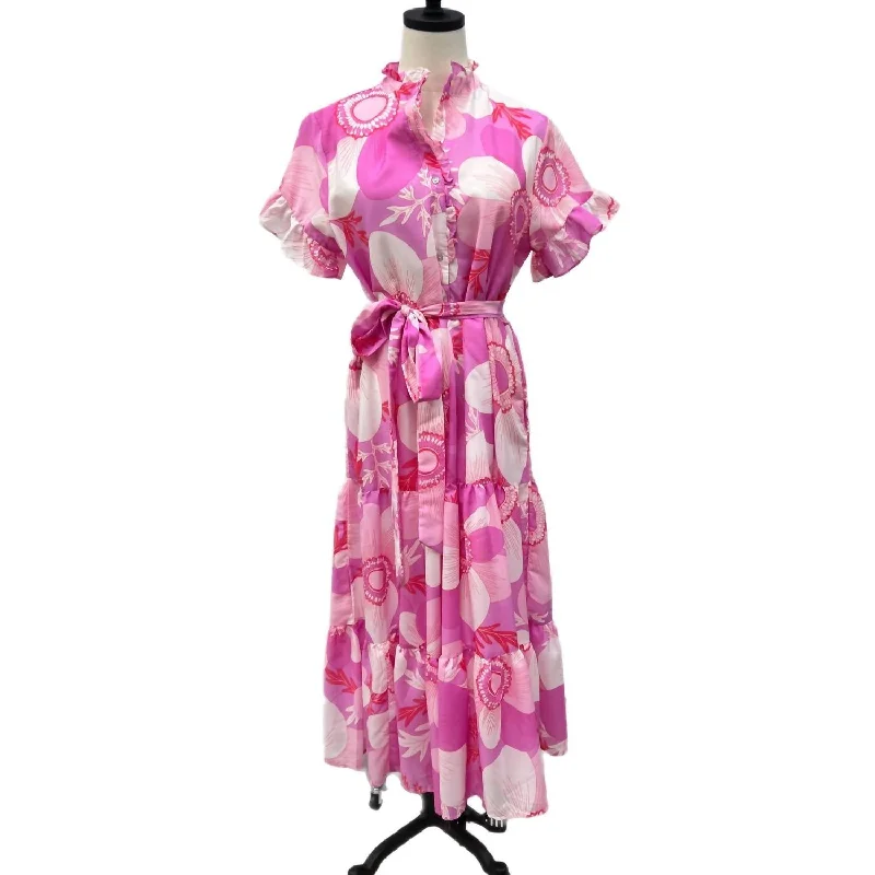 New Season Fashion Preview Kaia Button Up Midi Dress In Purple Pink White Vintage Charm