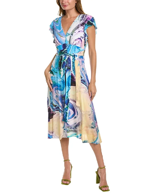 High-End Style Discounts Atelier Tie-Waist Midi Dress Coastal Beach - Inspired Style