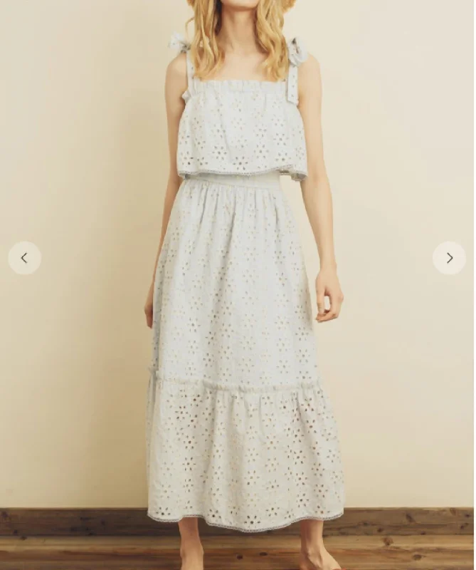 Massive Selection Sale Beach Bliss Eyelet Midi Dress in Ice Blue Dreamy Aesthetic