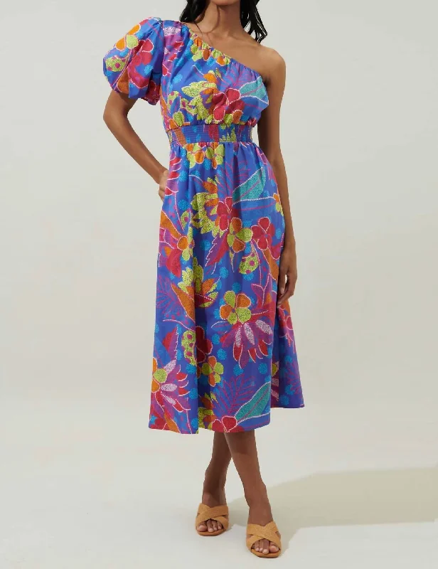 Glamorous Fashion Offers Bold Attempt One Shoulder Midi Dress In Multi Sophisticated Cut