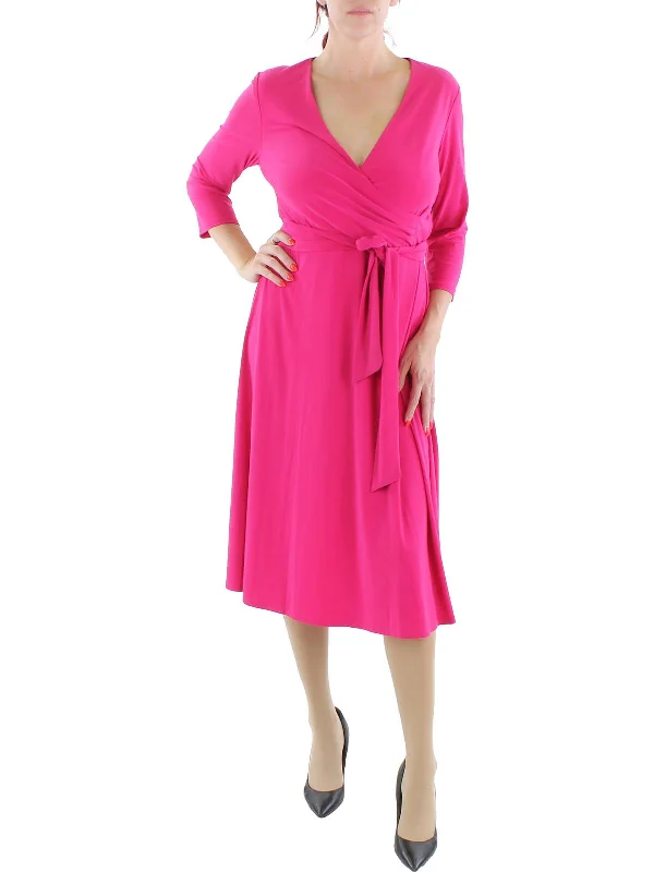 The Latest Fashion Trends Womens Three Quarter Sleeve Calf Midi Dress Effortless Grace