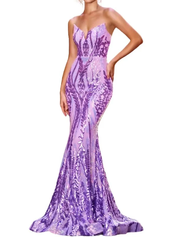 Exclusive Discount Mermaid Sweetheart Maxi Dress In Lilac Contemporary Chic