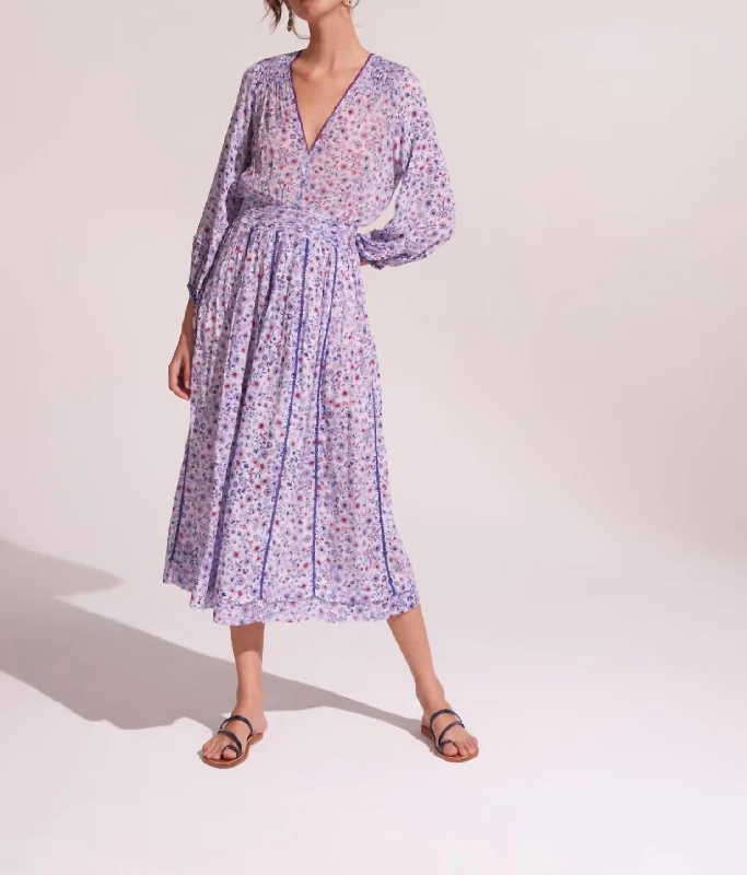 Contemporary Chic Promotions Anabelle Midi Dress In Blue Magnolia Limited - Edition Drops