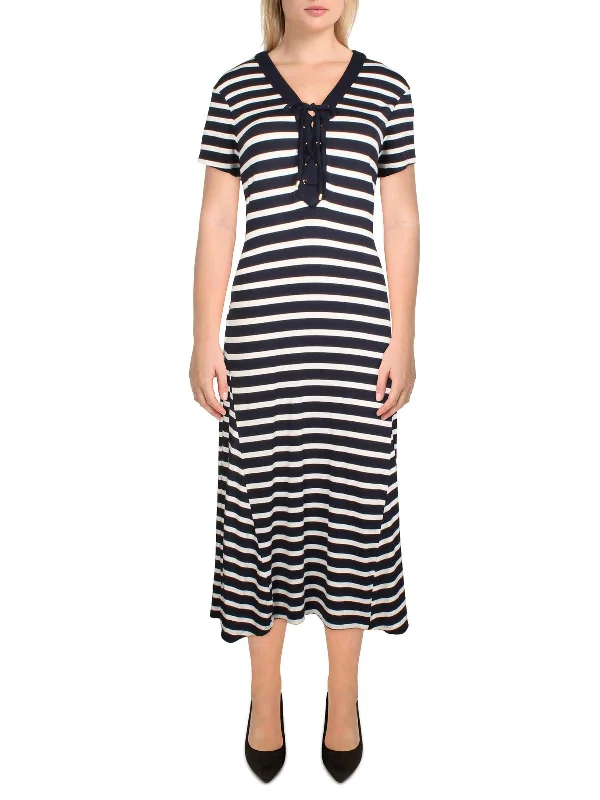 Special Offer For You Womens Jersey Striped Midi Dress Vintage Look