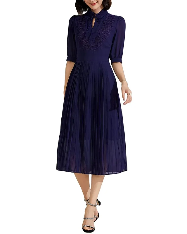 Sustainable Fashion Extravaganza BURRYCO Elbow-Sleeve Midi Dress Graceful Drape