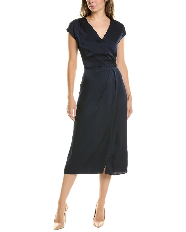 Season Sale Nicole Miller Surplice Midi Dress Hollywood Glam Award - Show Style