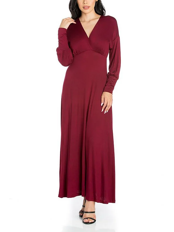 Hot Items Plus Womens Knit Surplice Maxi Dress Disco - Inspired Retro Dance Look