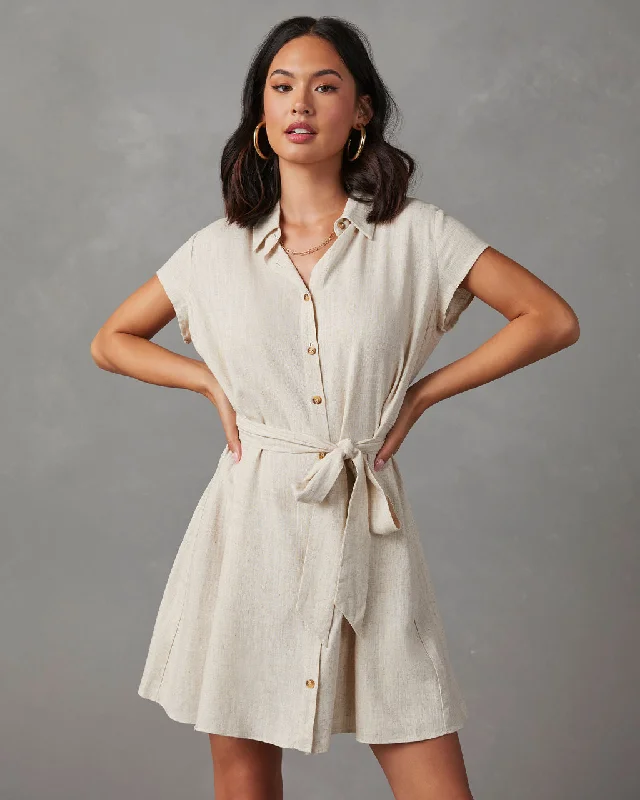 Sale Event, Prices Rock Larue Linen Button Down Mini Dress Elegant Contour