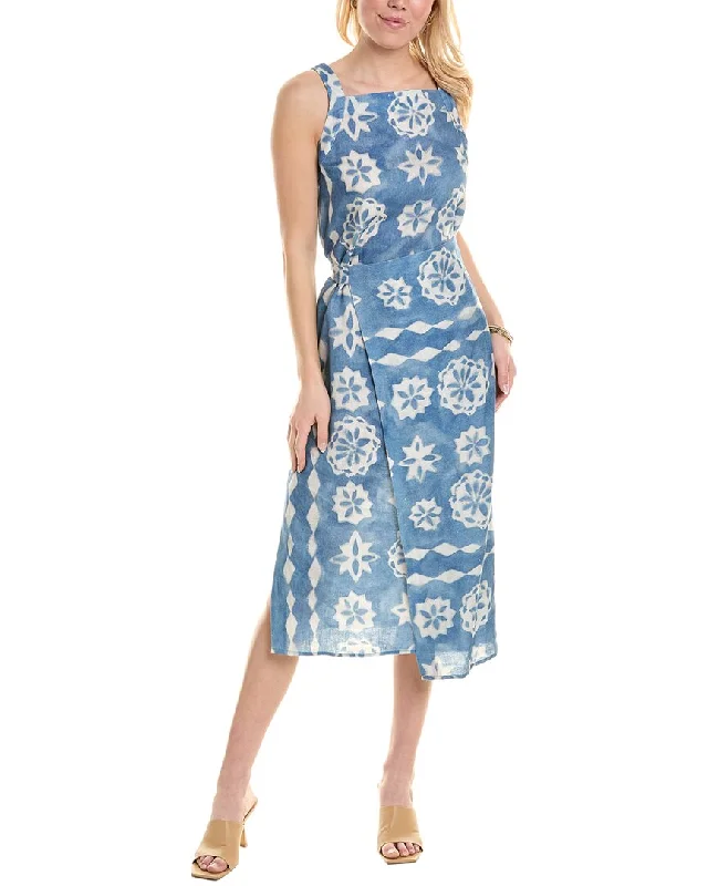 Relaxed Style Rebecca Taylor Paper Fleur Whisper Linen Midi Dress Urban Sophistication