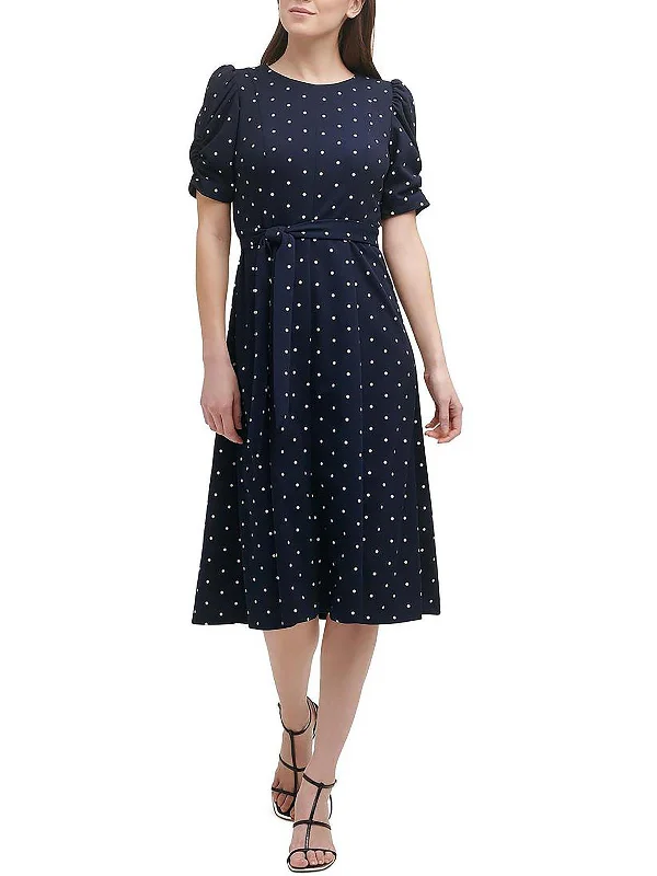 Vintage-Modern Style Offers Womens Knit Polka Dot Midi Dress Effortless Comfort