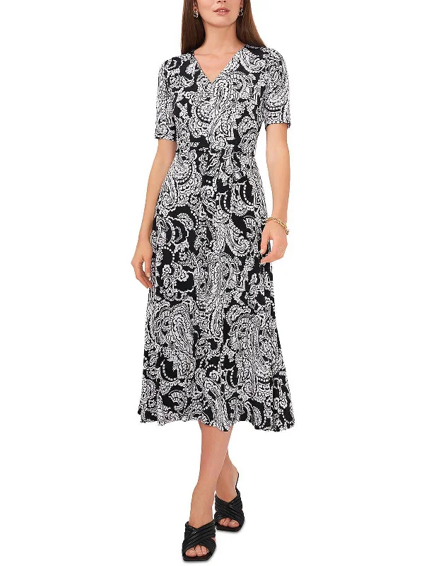 Embrace New Fashion Womens Paisley Calf Midi Dress Minimalist Elegant