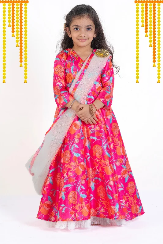 Chic And Edgy Pre-Order: Gown with Detachable drape dupatta-Pink Today Only