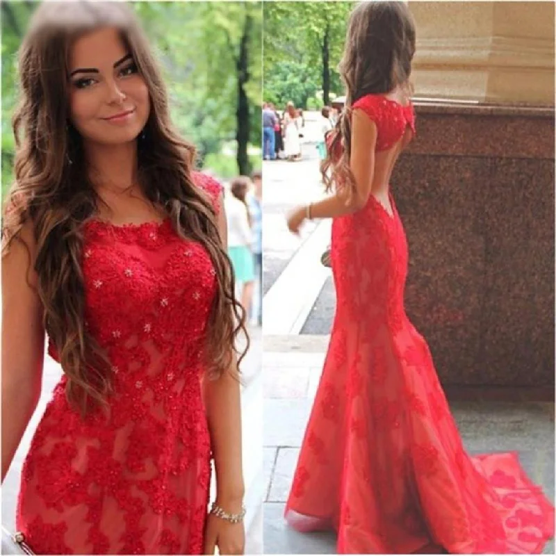 Insane Discount Onslaught long red prom dress , open back mermaid free custom bridesmaid dresses , PD0217 Effortless Comfort