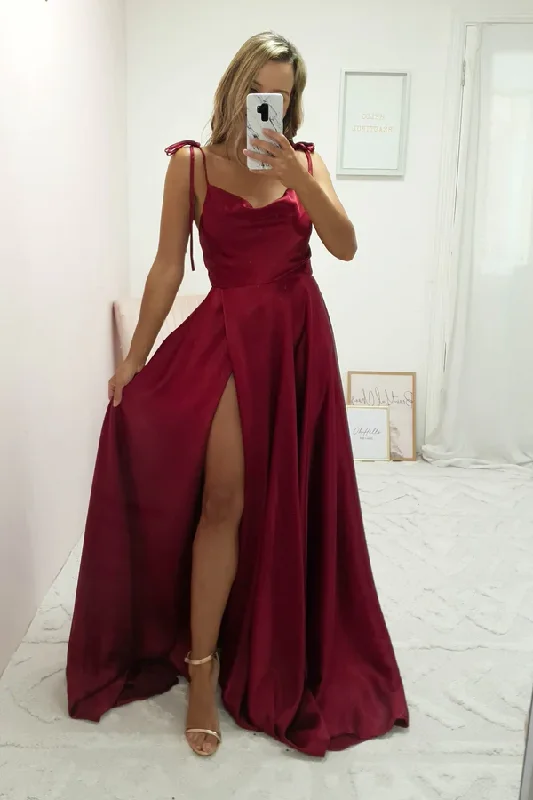 Fresh Styles, Fresh Deals Dark Red Cowl Neckline Satin Long Prom Dress Simple Senior Prom Dress Y494 Summer Fashion