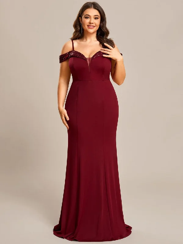 Street Style Discounts Stylish Plus Size Bodycon Deep V-Neck Sequin Evening Dress Feminine Allure