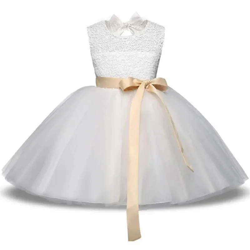 Budget Friendly White Sleeveless Flower Girl Dress Effortless Grace