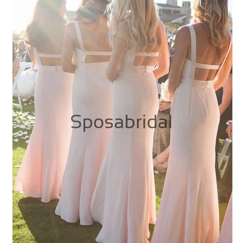 Budget Friendly New Arrival Pink Mermaid Unique Charming Formal Bridesmaid Dresses WG860 Vibrant Prints