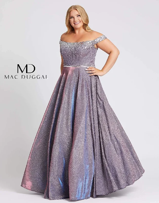 Quick Grab Deals Mac Duggal 48989 Fabulouss Long Plus Size Prom Ball Gown Dreamy Draping