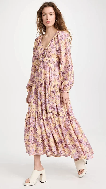 Gift Ideas A.L.C. Women's Iman Dress, Canary/Iris Multi Floral Maxi Dress Casual Elegance