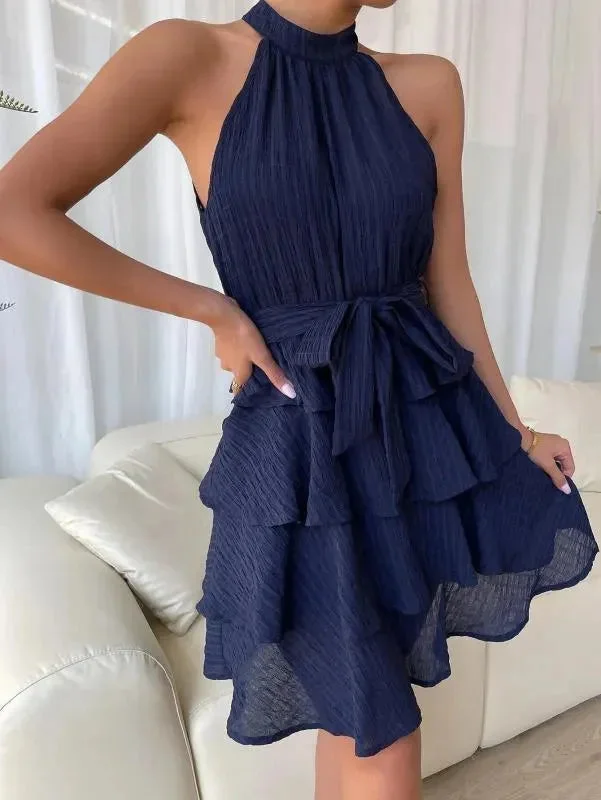 Limited Time Offers Sleeveless Ruffled Party Dress Chic Sophistication