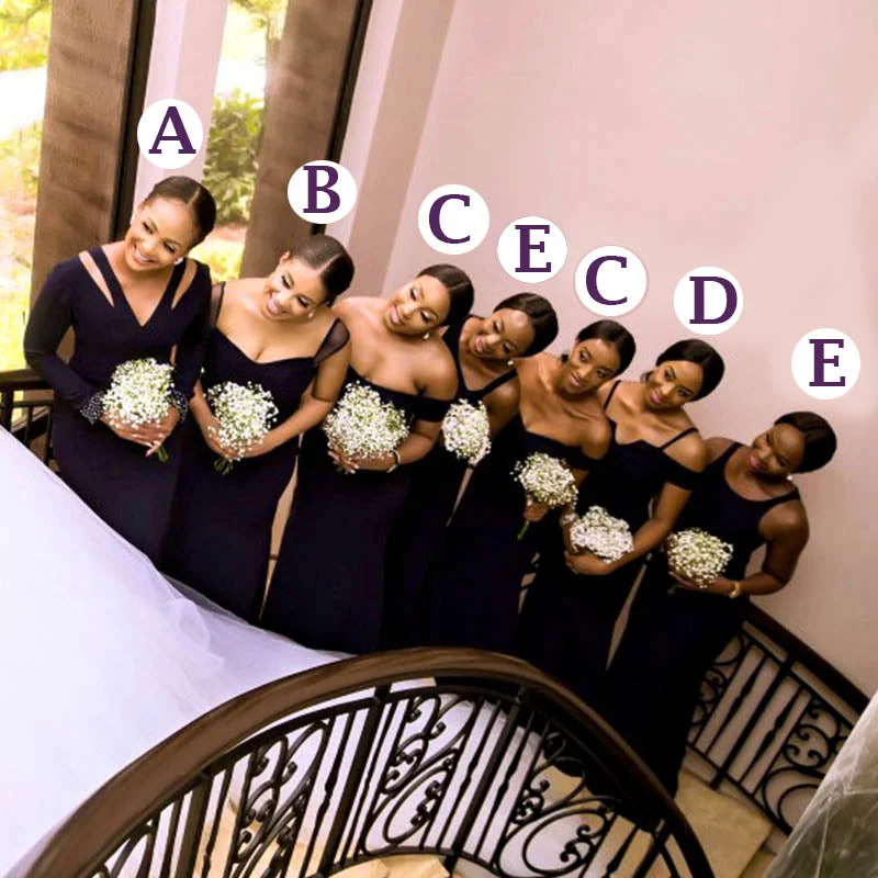 You'Ll Love Us Because Mismatched Navy Blue Elegant Mermaid Floor-length Bridesmaid Dresses, BD3188 Vibrant Prints