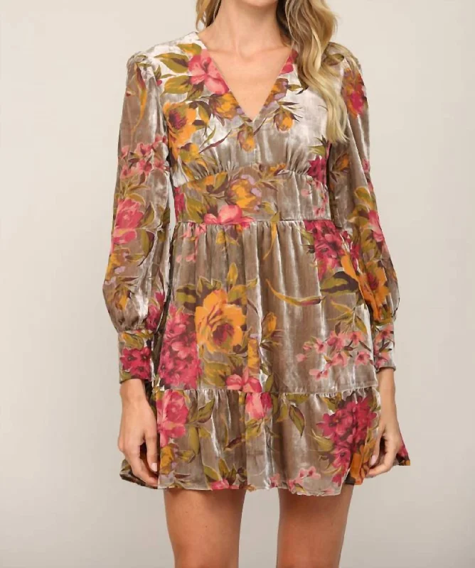 Fashion Frontiers Velvet Empire Waist Dress In Floral Burnout Artful Design