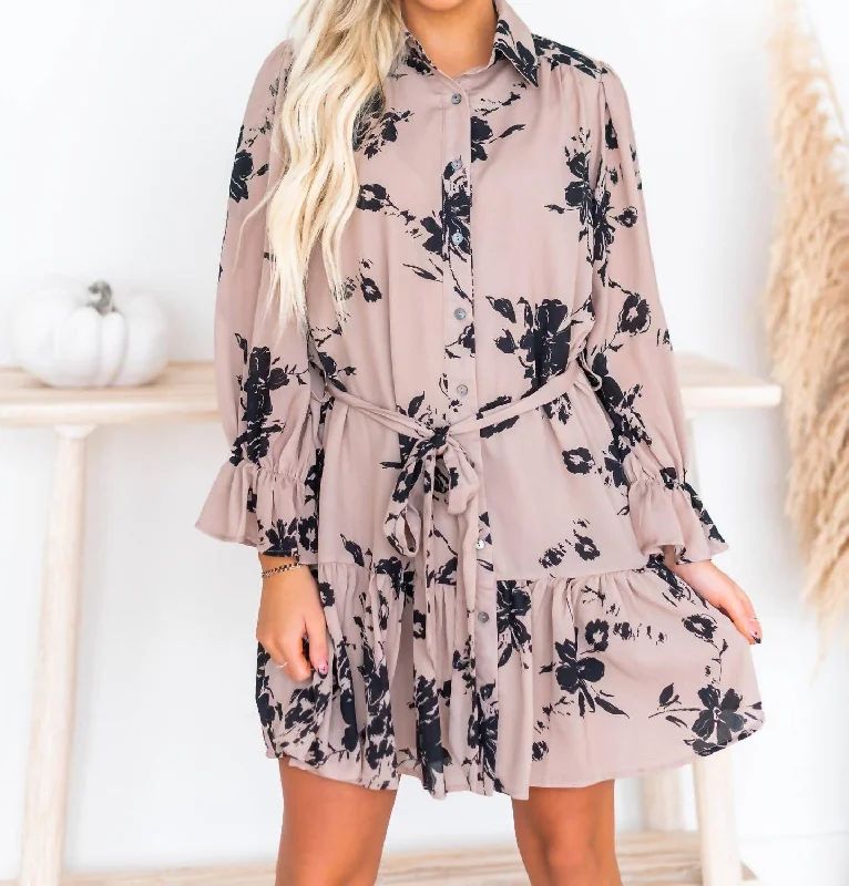 Quick Grab Deals Fix You Too Floral Dress In Taupe Today Only