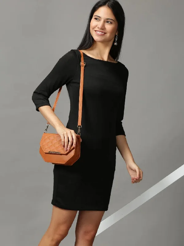 Mega Sale Women's Black Solid Bodycon Dress-DQ-16-663-3-Black Summer Fashion