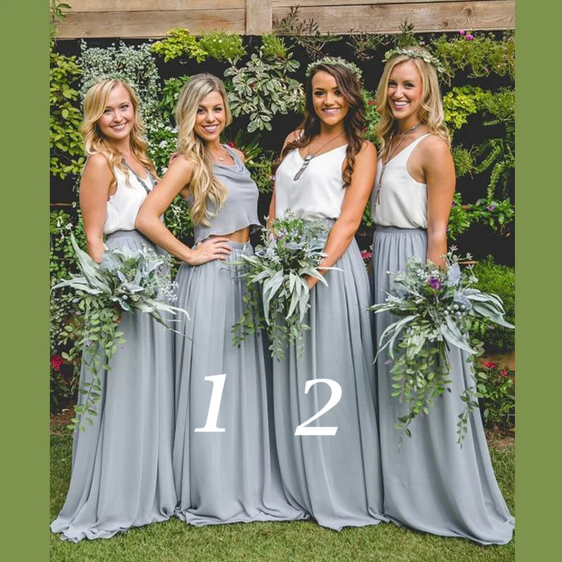 Fresh Styles, Fresh Deals Cheap Dusty Blue and Burgundy Simple Two Pieces Bridesmaid Dresses, PD0306 Elegant Attire