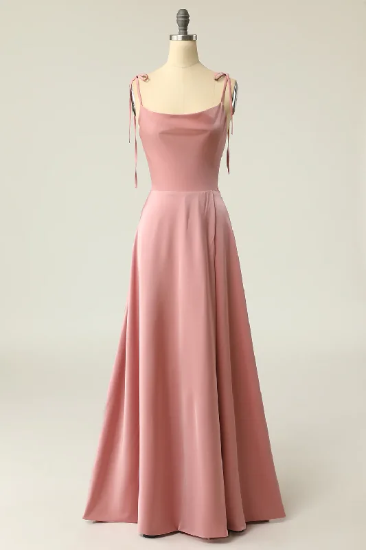 Effortless Style, Endless Impact Blush Pink Cowl Neck Satin Long Prom Dress A-line Junior Prom Dress Y690 Limited - Stock